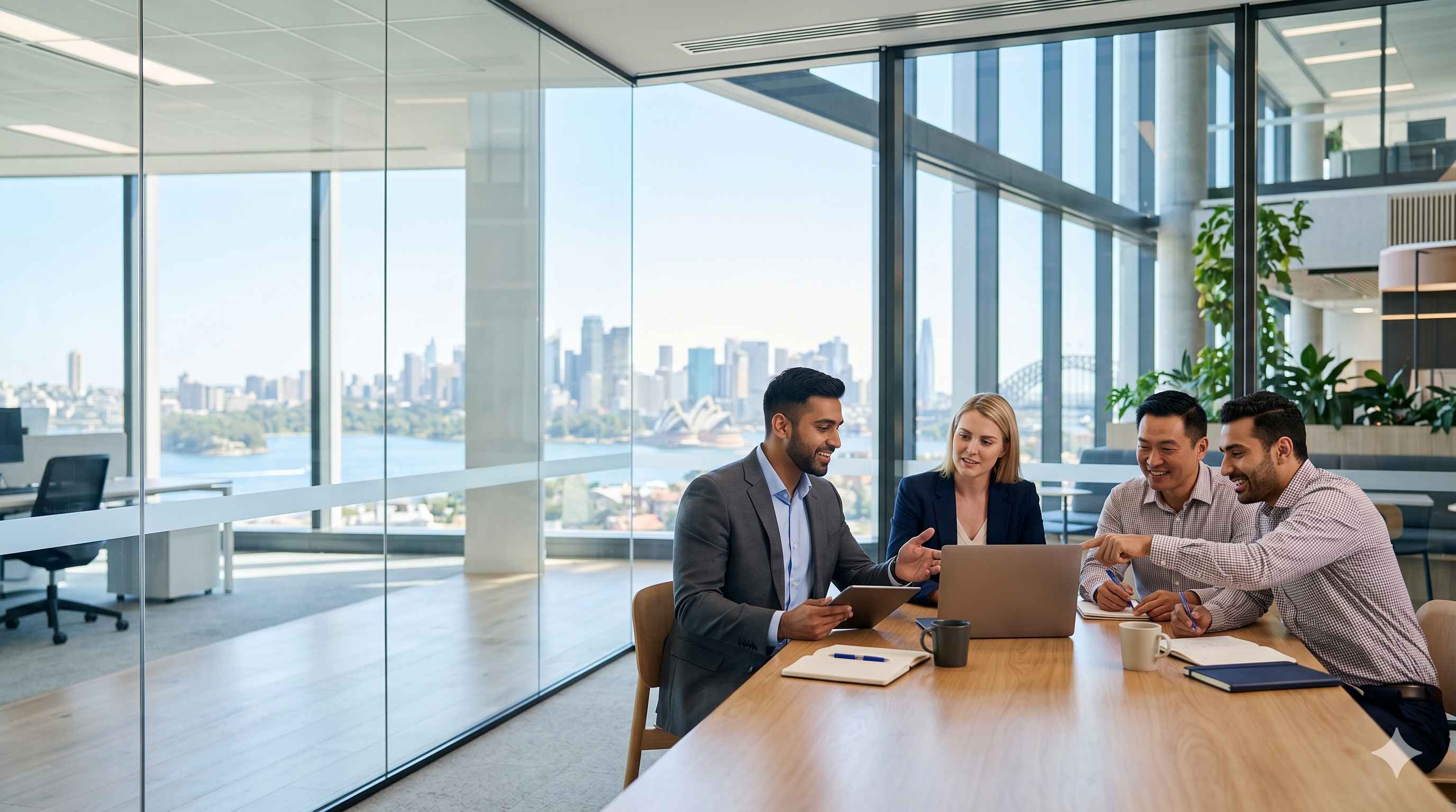 Young Indian professional working in a modern Australian office after graduation