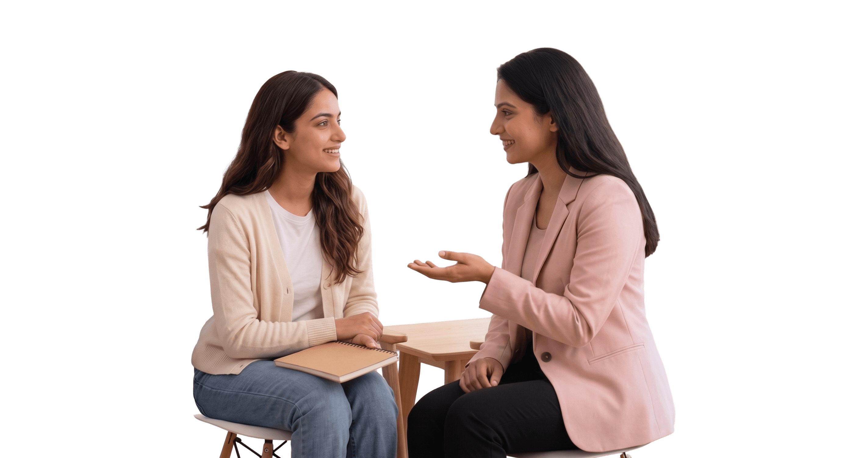 ESM counselor talking with a student