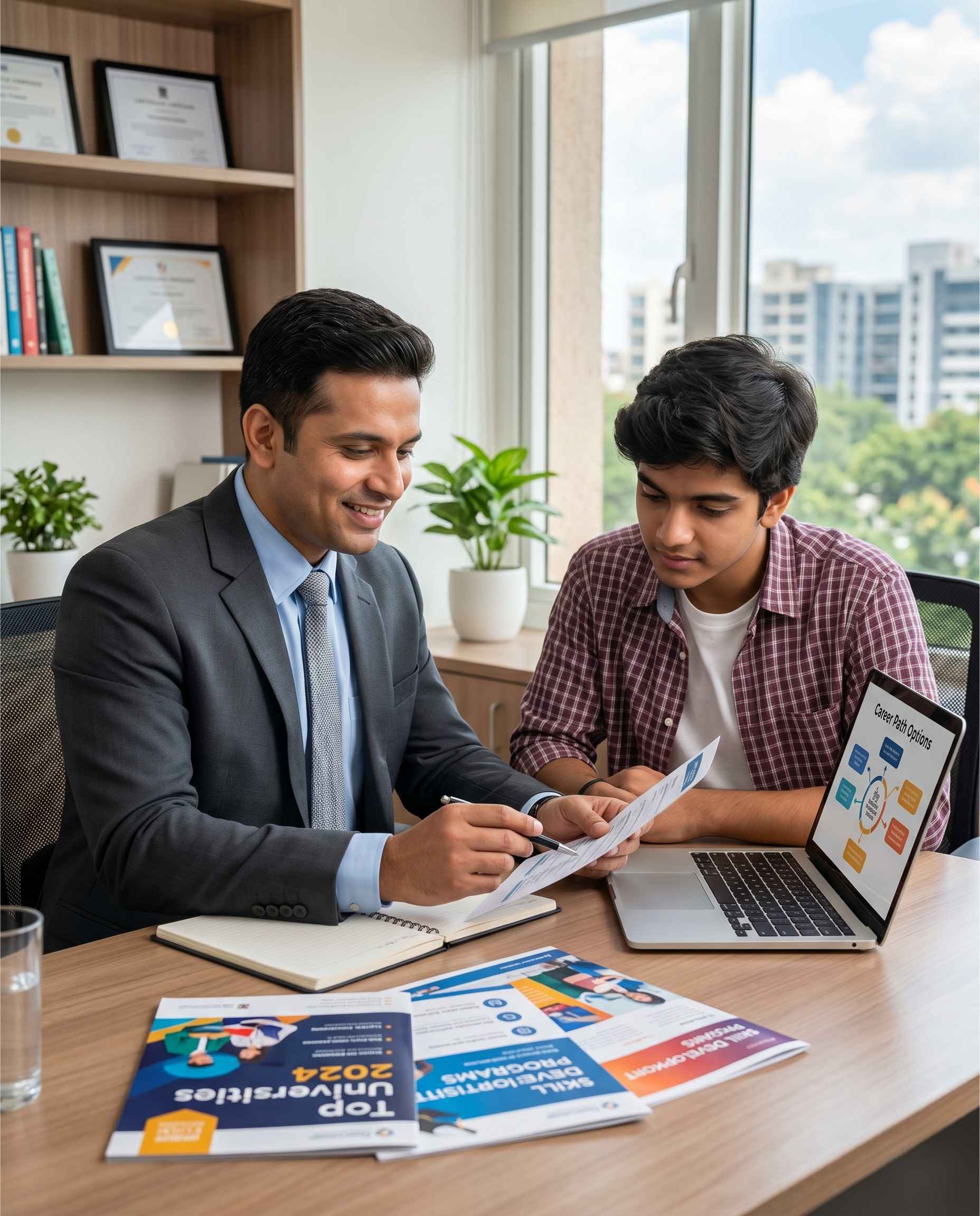 ESM career counsellor in a one-on-one session with an Indian student at the Chandigarh office